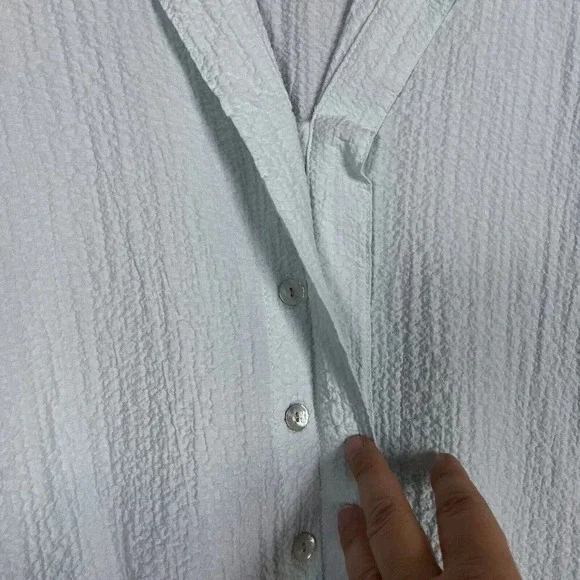 Habitat Soft Crinkle Womens Top Size Medium M Textured Long Sleeve Button Tunic - Picture 4 of 11